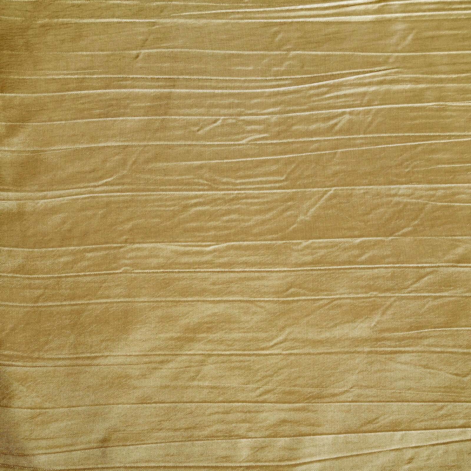 Taffeta 90"x90" Table Overlay Square Tablecloth Gold - Accordion Crinkle Design for Modern Celebrations