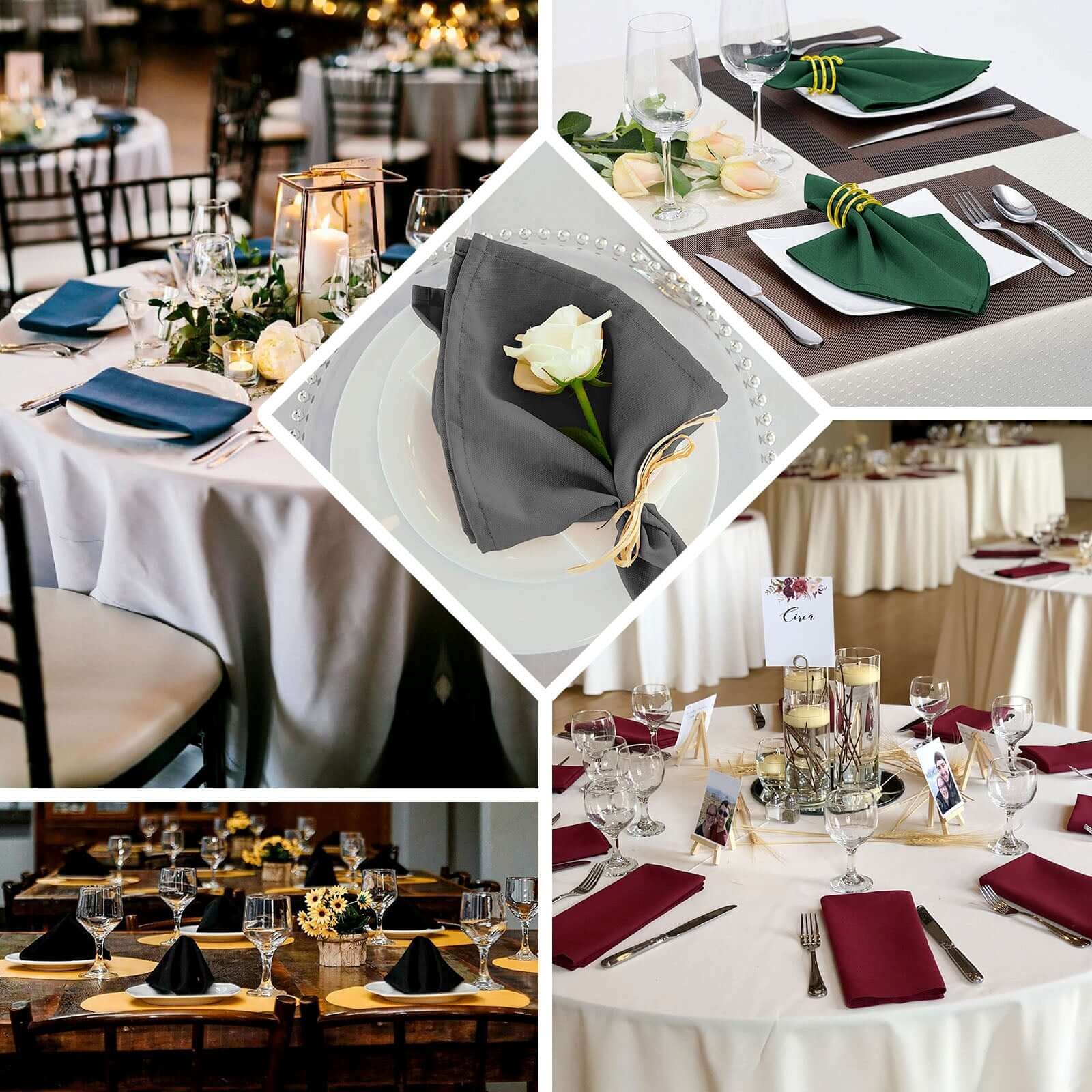 5 Pack Polyester 20"x20" Napkins Gold - Wrinkle Resistant & Easy Care Cloth Napkins for Special Occasions