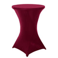 Spandex 30" Round Cocktail Table Cover Burgundy - Easy to Maintain Stretch Fitted Highboy Tablecloth