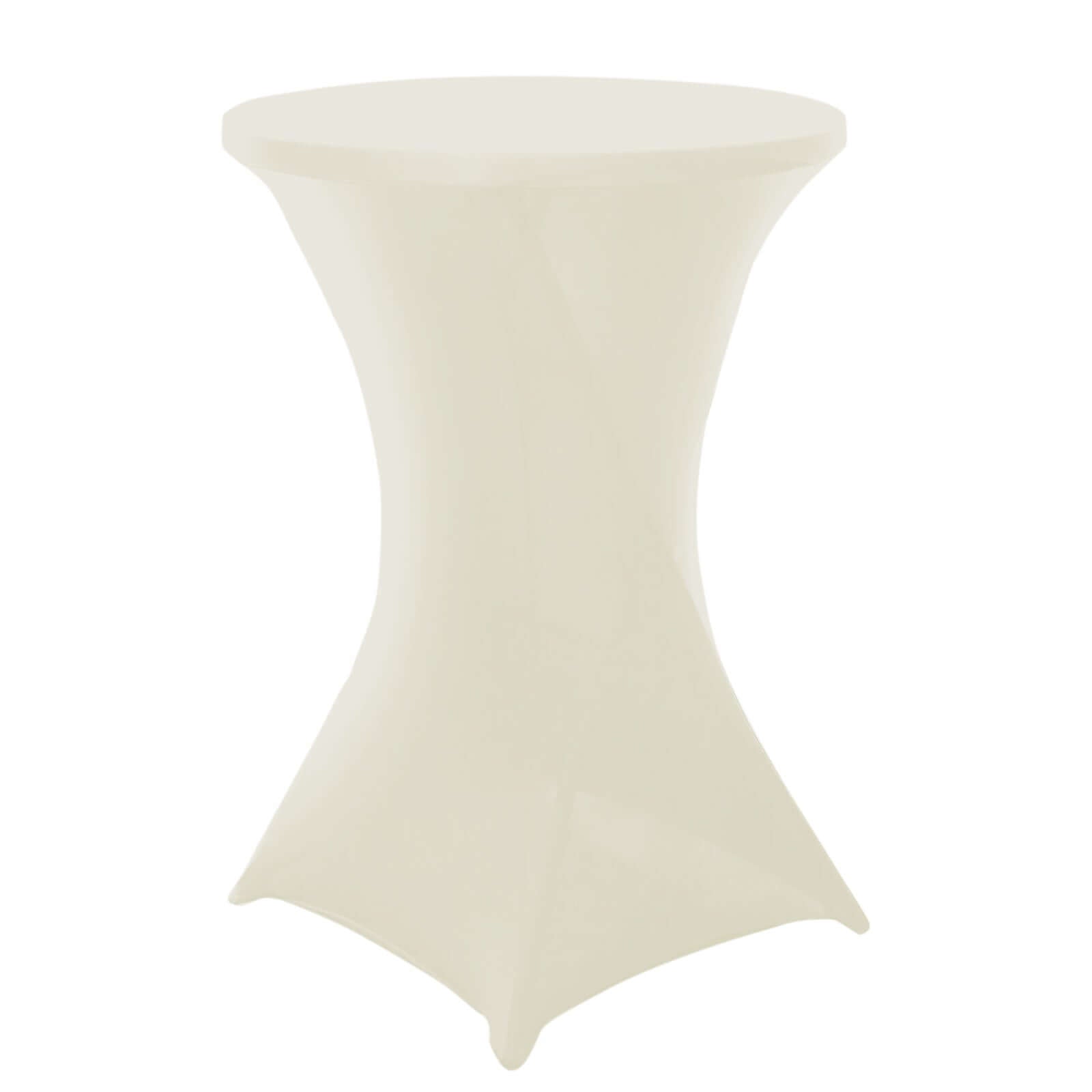 Spandex 30" Round Cocktail Table Cover Ivory - Easy to Maintain Stretch Fitted Highboy Tablecloth