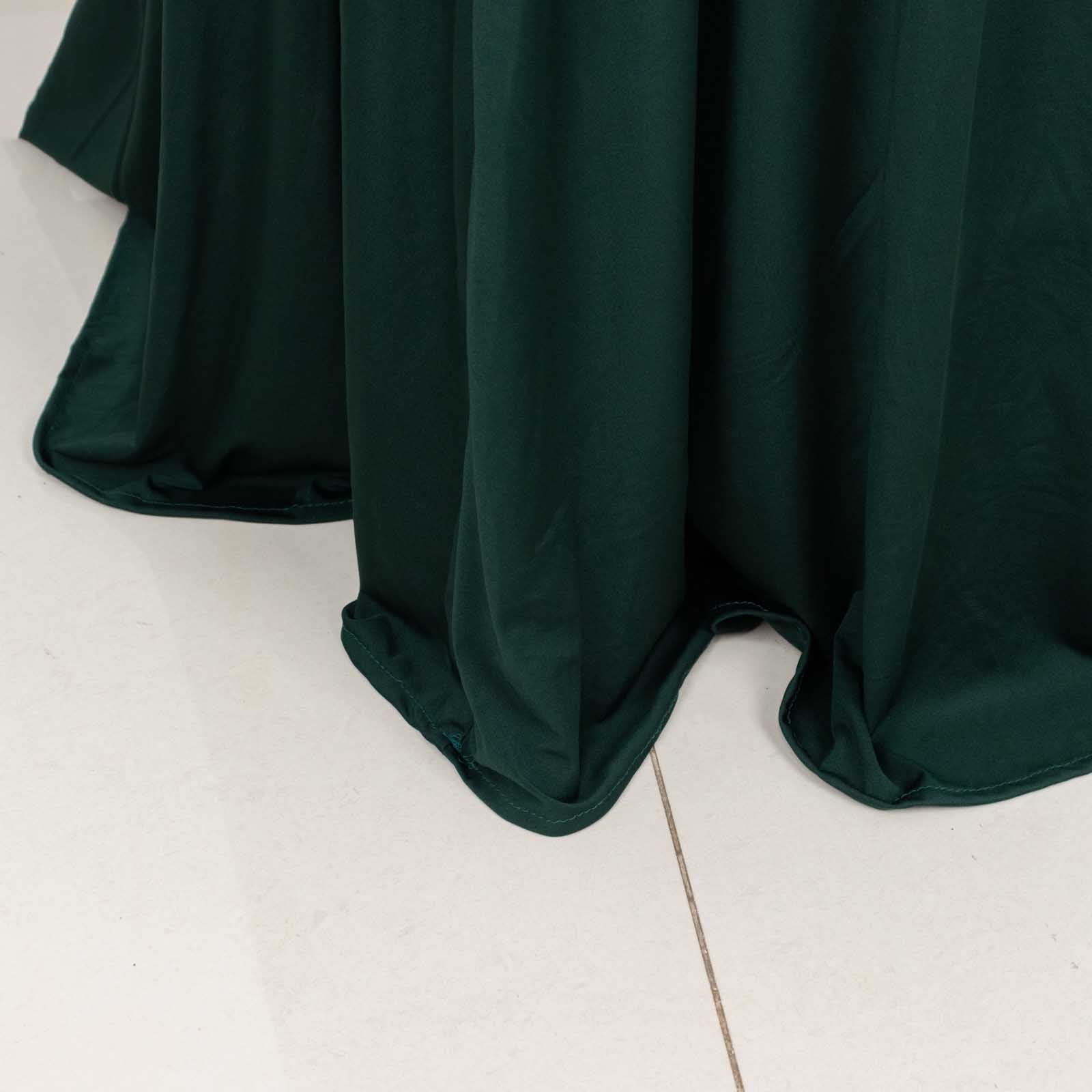 Spandex 30" Round Cocktail Table Cover Skirt Hunter Emerald Green With Natural Wavy Drapes - Bell Racket Store
