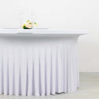 Spandex Round 5ft Table Skirt White with Wavy Skirt - Like Effect Stylish Table Cover for Weddings, Banquets & Trade Shows - Bell Racket Store