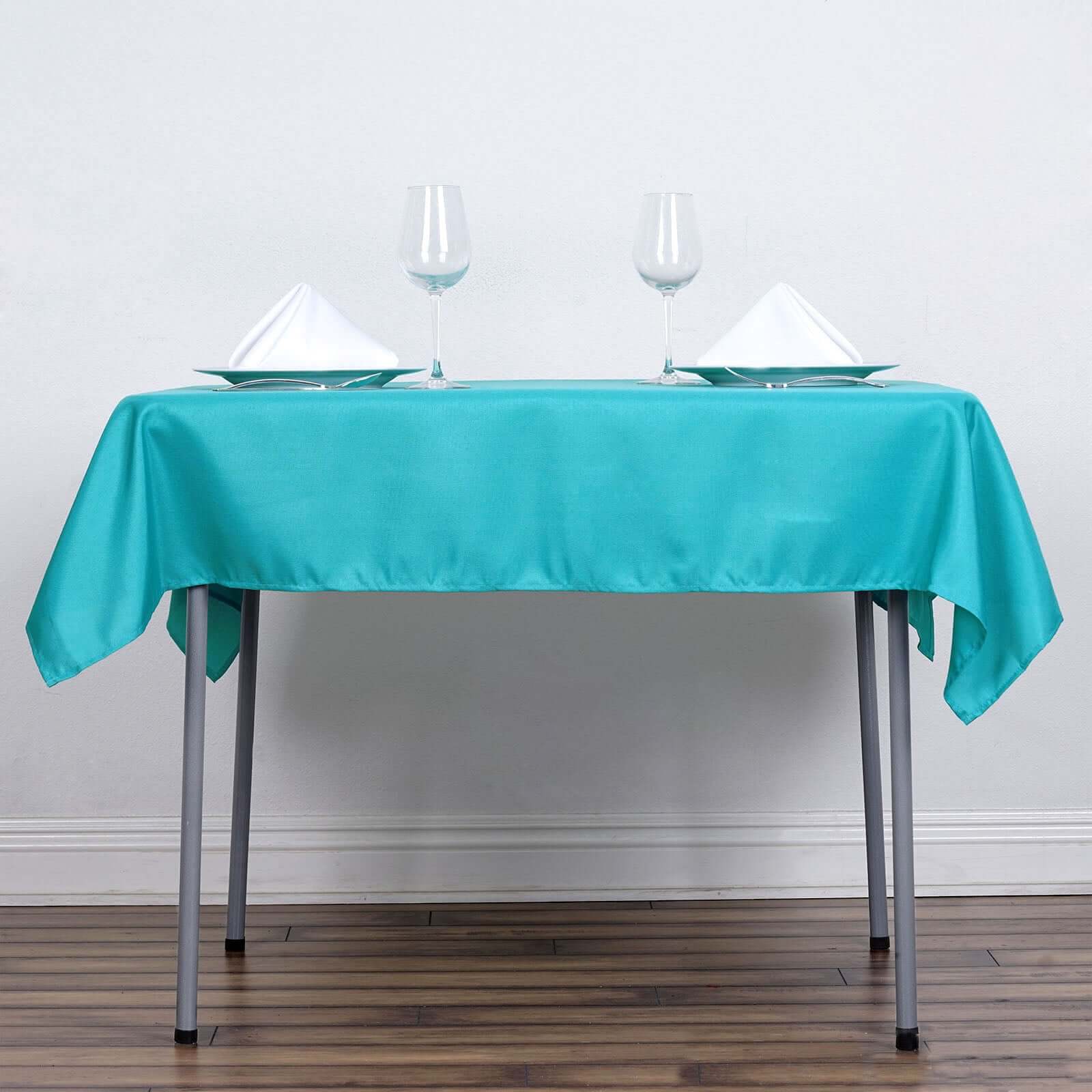Polyester Square 54"x54" Tablecloth Turquoise - Wrinkle-Resistant & Durable Table Cover