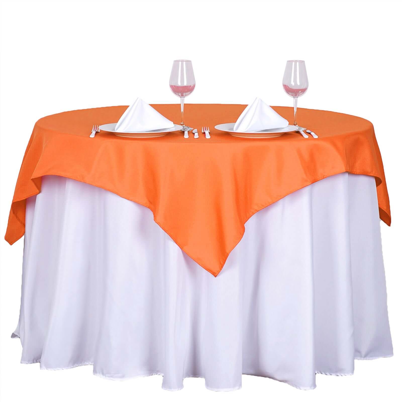 Polyester 54"x54" Table Overlay Square Tablecloth Orange - Wrinkle-Resistant & Durable Table Cover