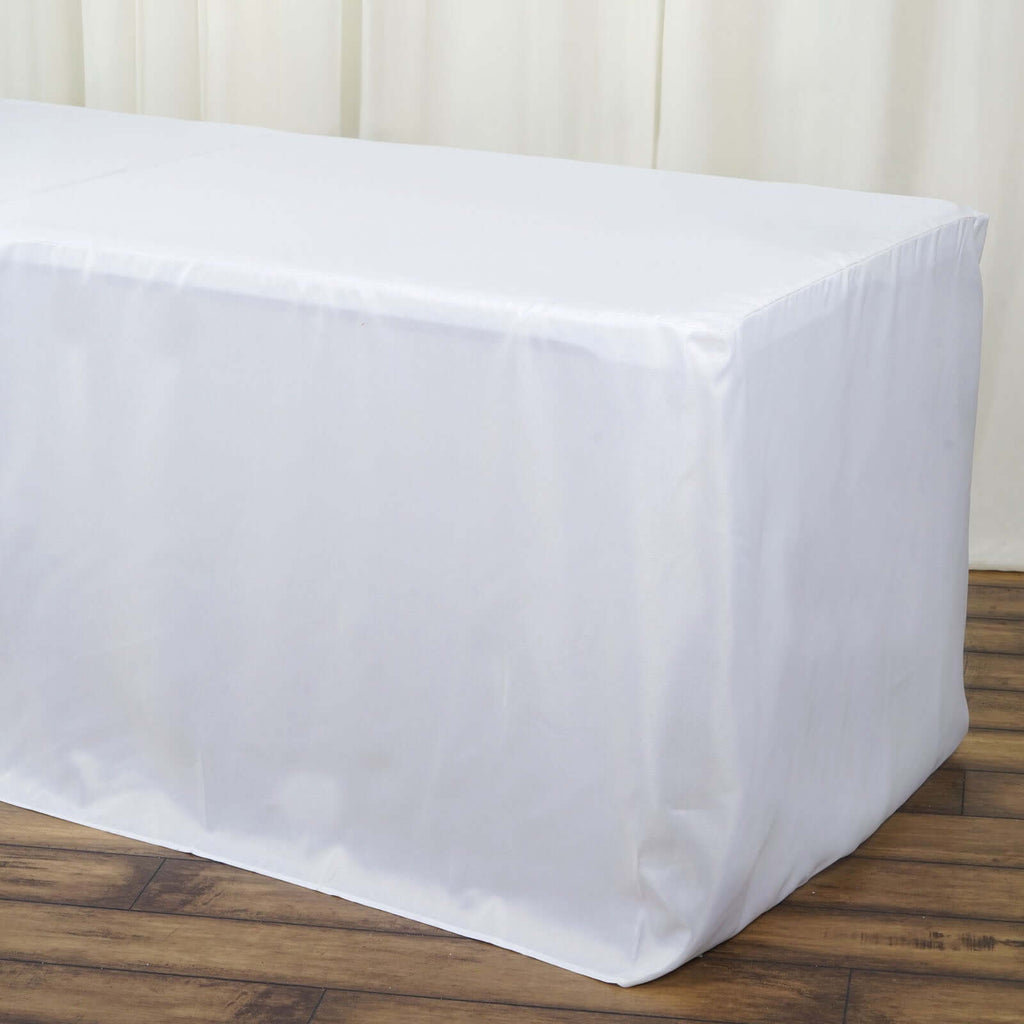 Fitted Polyester 72"x30" Rectangle Tablecloth White - Durable and Easy to Maintain Table Cover for Weddings & Banquets