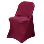 Stretch Spandex Chair Cover Burgundy for Folding Chairs - Reusable & Wrinkle-Resistant 160GSM Fitted Slipcover