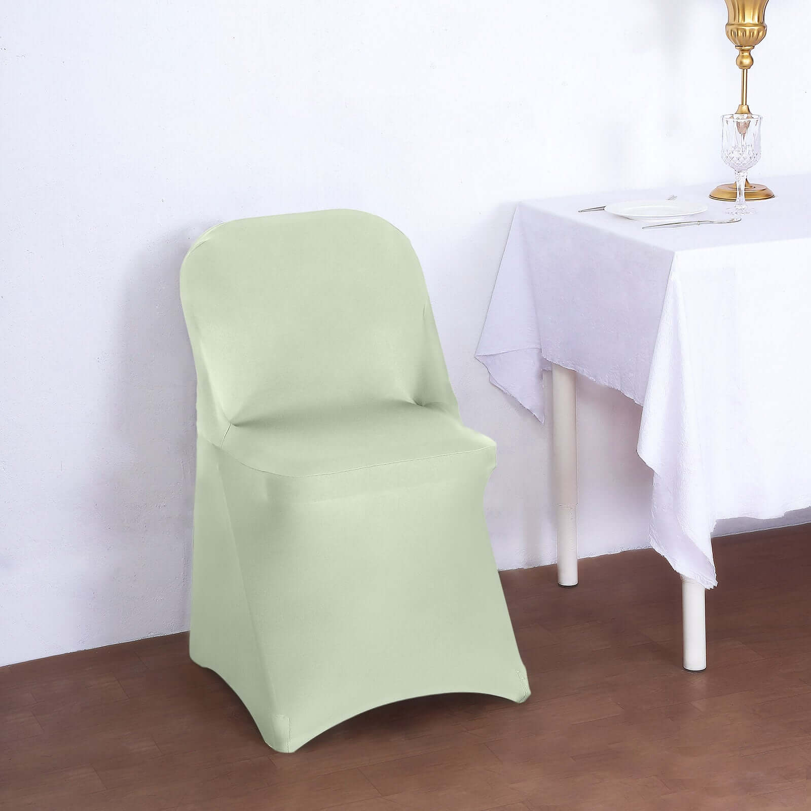 Stretch Spandex Chair Cover Sage Green for Folding Chairs - Reusable & Wrinkle - Resistant 160GSM Fitted Slipcover - Bell Racket Store