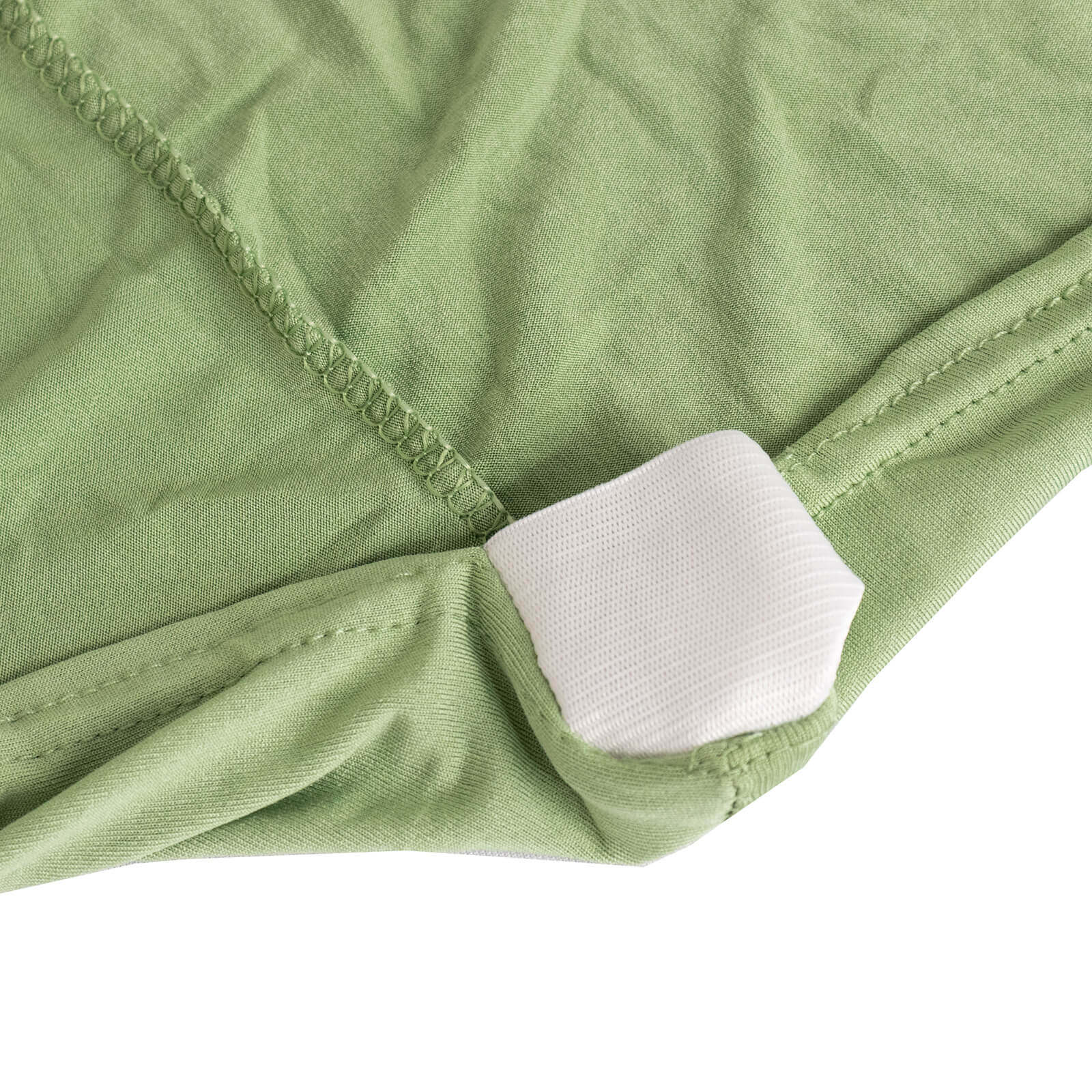 Stretch Spandex Chair Cover Sage Green for Folding Chairs - Secure Fit Slipcover with Silver Rhinestone Buckled Sash Band - Bell Racket Store