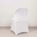 Stretch Spandex Chair Cover White for Folding Chairs - Enhanced Style & Secure Fit Slipcover with Stunning Silver Rhinestone Buckled Sash Band - Bell Racket Store