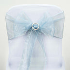 5 Pack Organza Chair Sashes Serenity Blue - Reusable Sheer Chair Bows 6"x108"