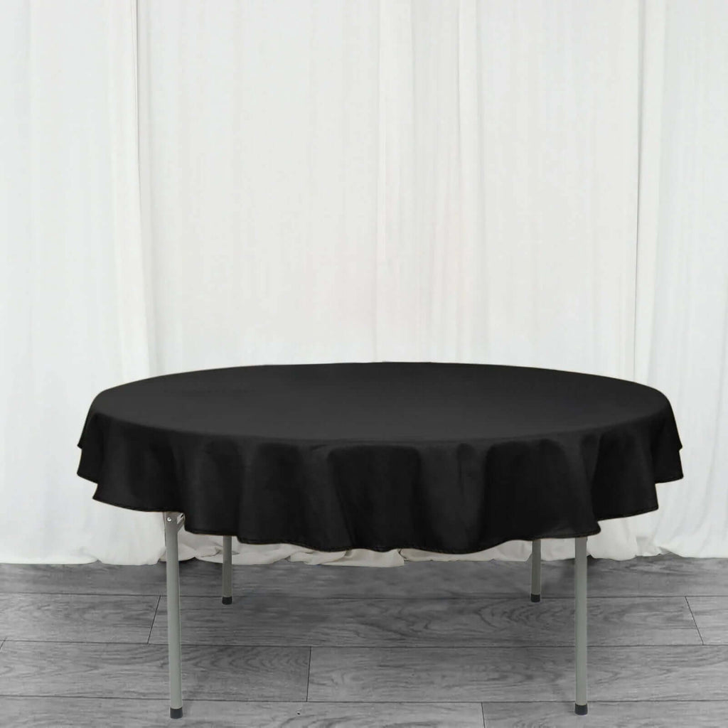 Premium Polyester 70" Round Tablecloth Black - Stain and Wrinkle-Resistant 220GSM Table Cover