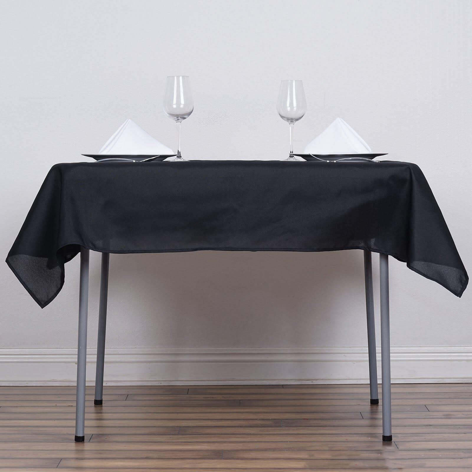 Polyester Square 54"x54" Tablecloth Black - Wrinkle-Resistant & Durable Table Cover for Events