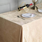 Premium Velvet 90"x132" Rectangle Tablecloth Champagne - Reusable Soft & Seamless Table Cover