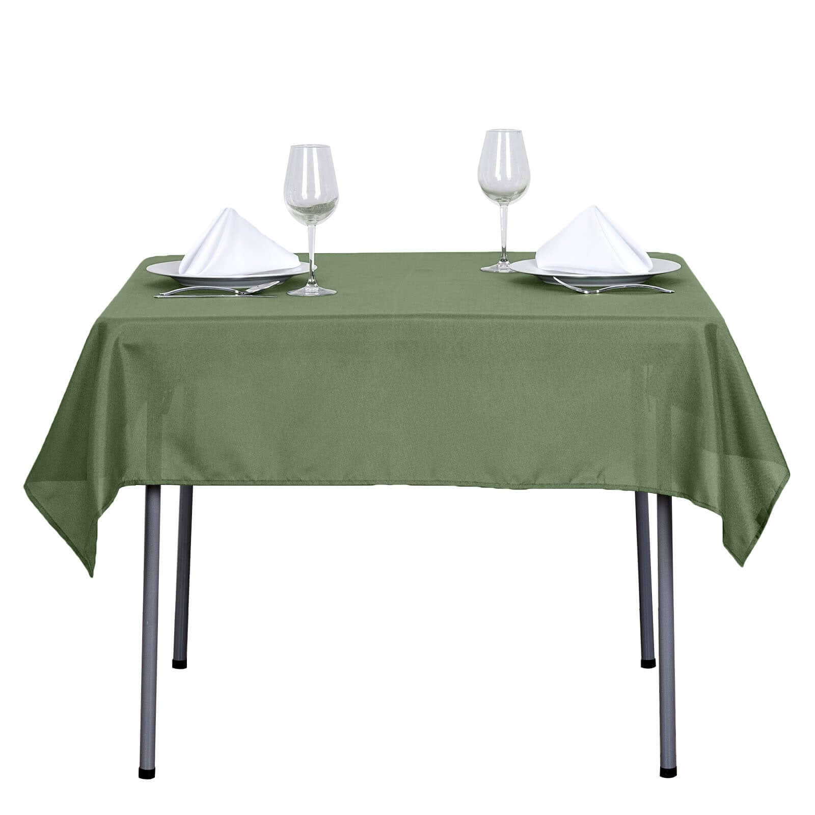 Polyester Square 54"x54" Tablecloth Olive Green - Wrinkle-Resistant & Durable Table Cover