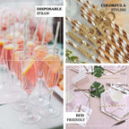 25-Pack Paper Straws White/Silver Striped - Stylish Disposable Straws for Drinks 8"