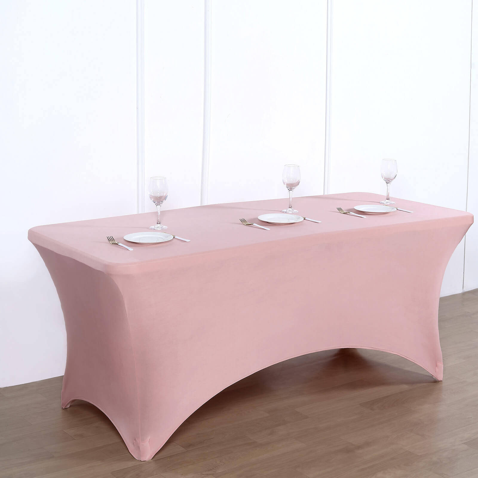 Stretch Spandex 6ft Rectangle Tablecloth Dusty Rose - Durable Form-Fitting Table Cover for Events & Presentations