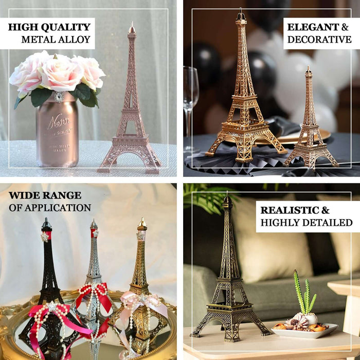 Eiffel Tower Table Centerpiece Metal Rose Gold - Stylish Decorative Cake Topper for Parties & Gatherings 10"