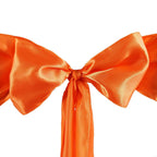 5 Pack Satin Chair Sashes Orange - Durable Chair Bows with Shiny Finish 6"x106"