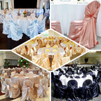 Satin Chair Cover Self-Tie Universal Design Ivory - Durable Slip-On Cover for Folding, Dining, Banquet & Standard Chairs