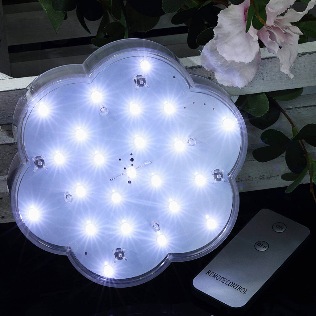 4-Pack LED Disc Lights Flower Shaped Design White - 23 LEDs with Remote DIY Lighting 6"