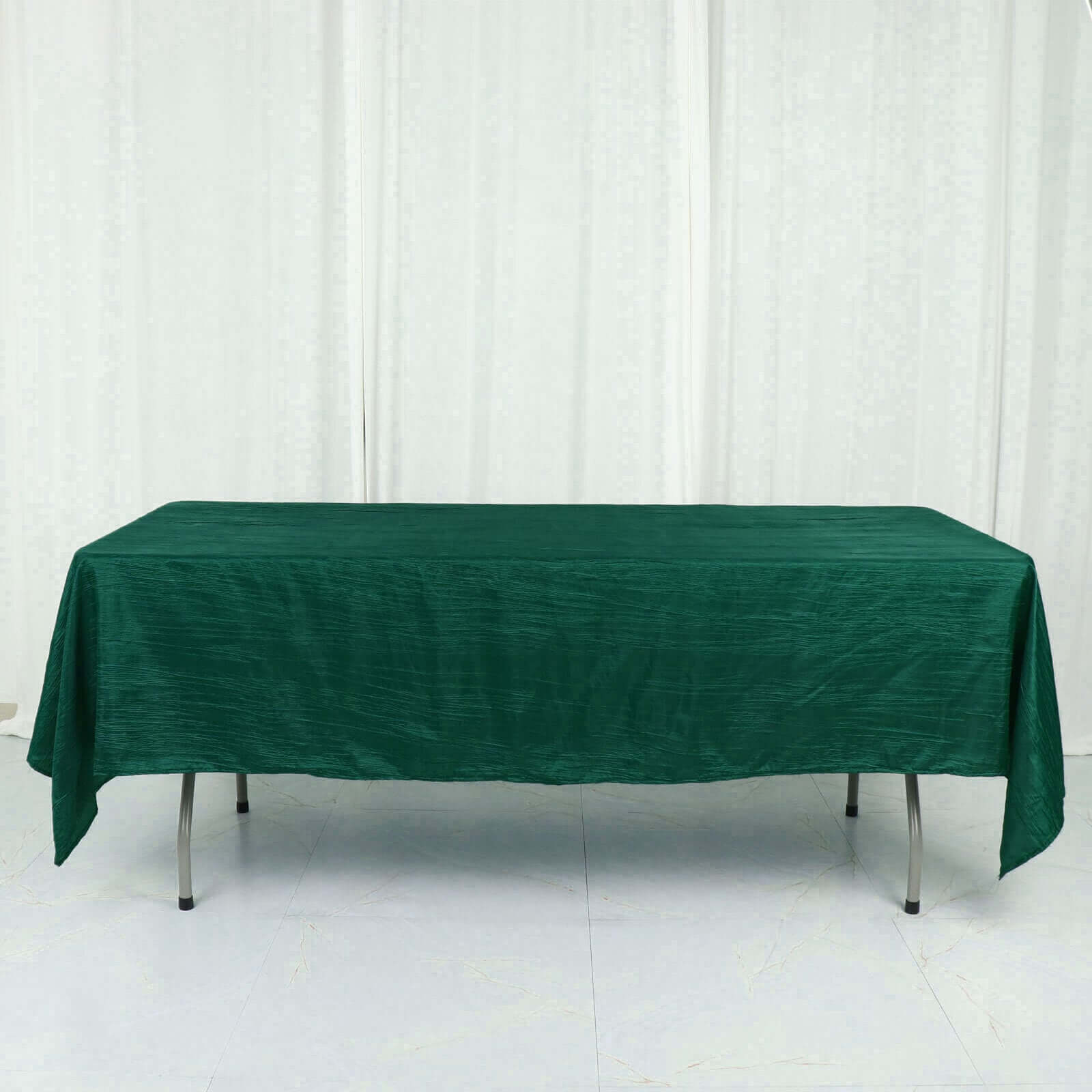 Taffeta 60"x102" Rectangle Tablecloth Hunter Emerald Green - Accordion Crinkle Table Cover - Bell Racket Store