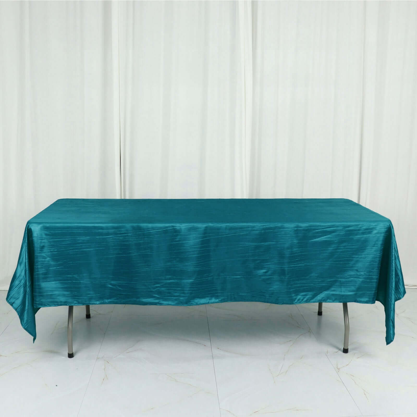 Taffeta 60"x102" Rectangle Tablecloth Teal - Accordion Crinkle Table Cover - Bell Racket Store