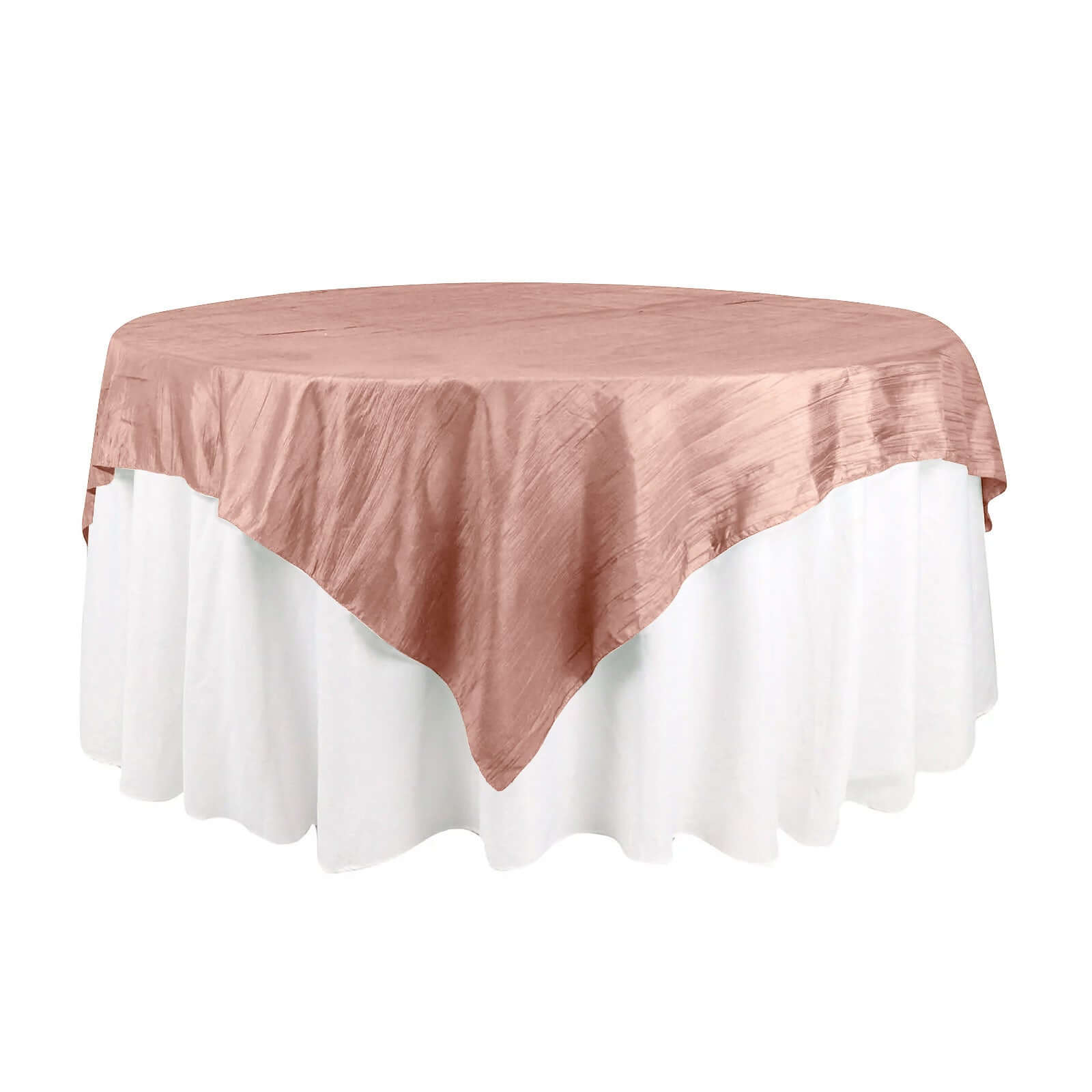 Taffeta 72"x72" Table Overlay Square Tablecloth Dusty Rose - Accordion Crinkle Table Cover - Bell Racket Store