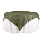Taffeta 72"x72" Table Overlay Square Tablecloth Dusty Sage Green - Accordion Crinkle Table Cover - Bell Racket Store
