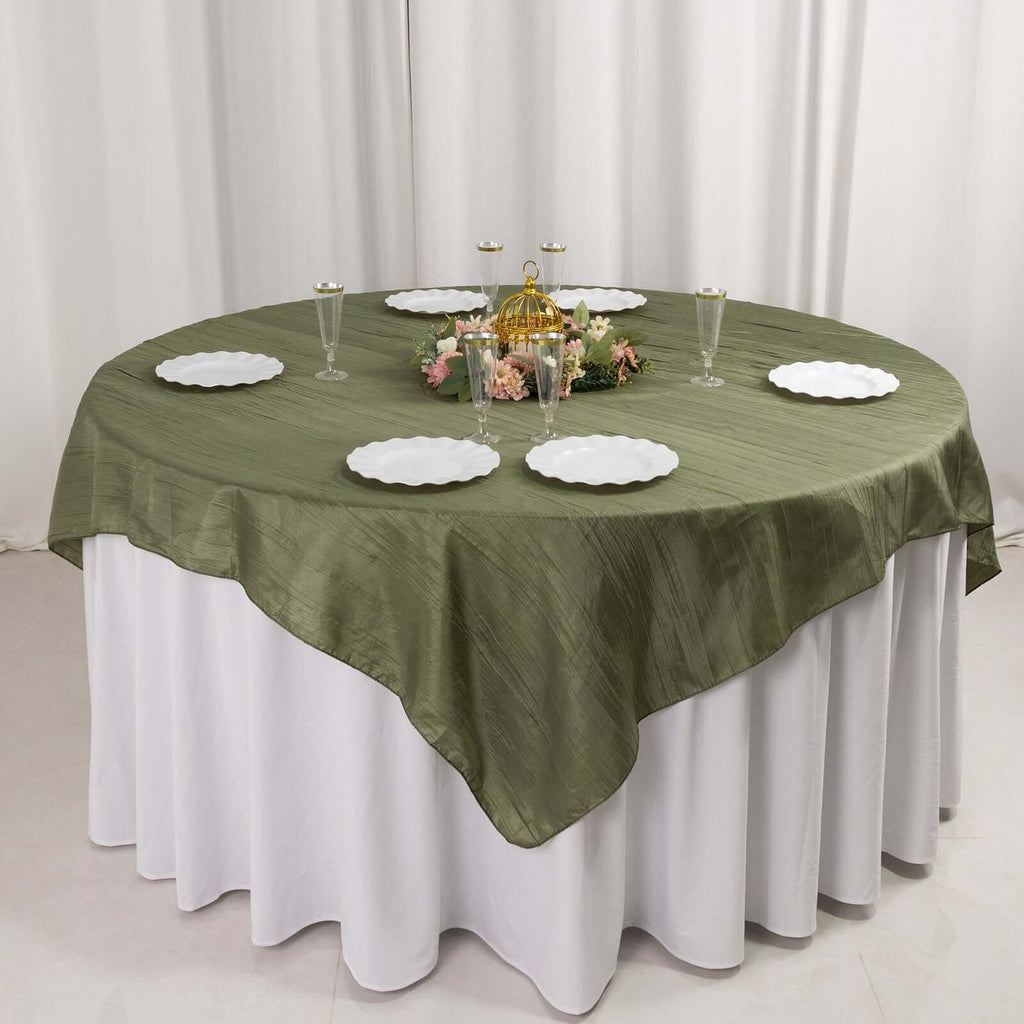 Taffeta 72"x72" Table Overlay Square Tablecloth Dusty Sage Green - Accordion Crinkle Table Cover - Bell Racket Store
