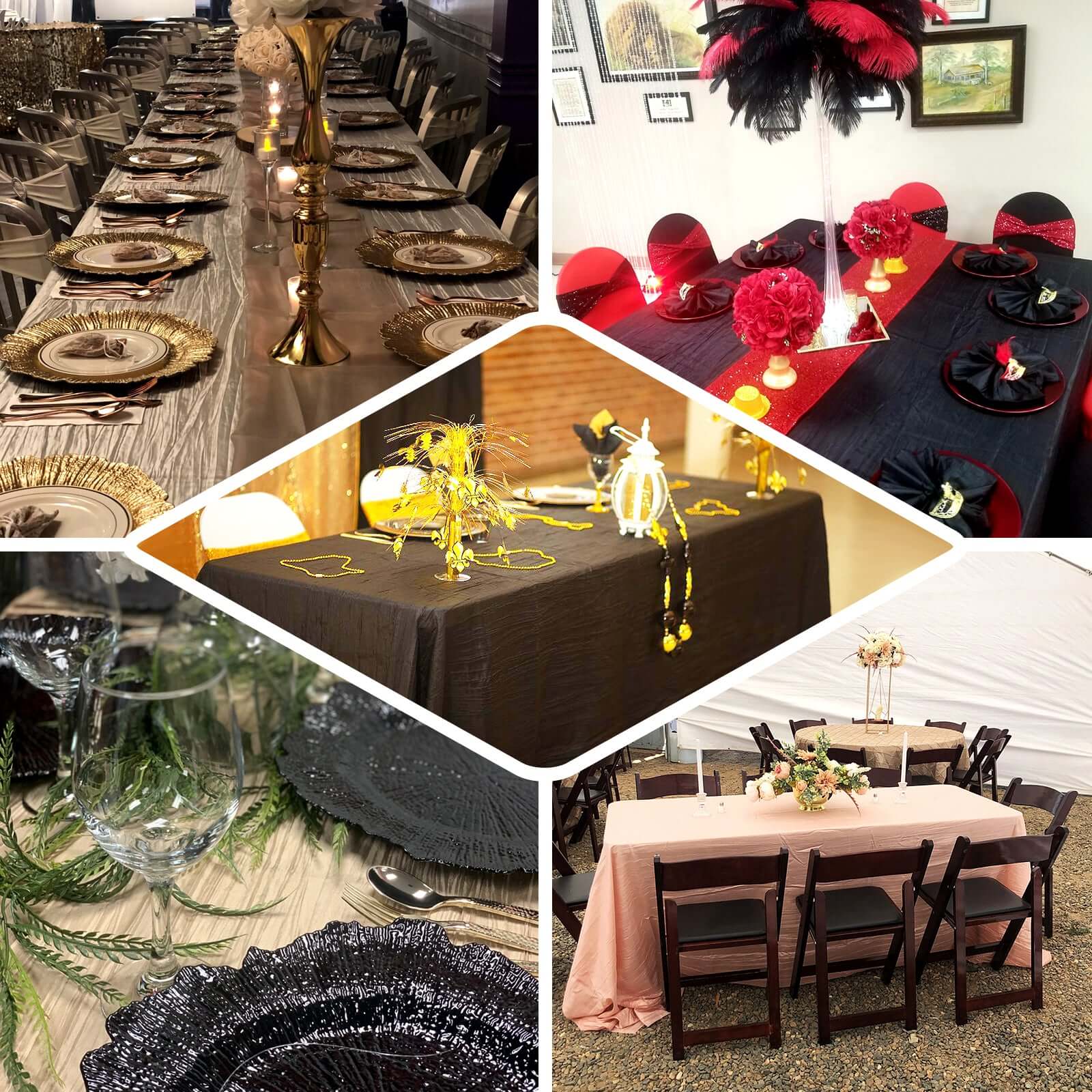 Taffeta 90"x132" Rectangle Tablecloth Dusty Sage Green - Seamless Accordion Crinkle Table Cover - Bell Racket Store