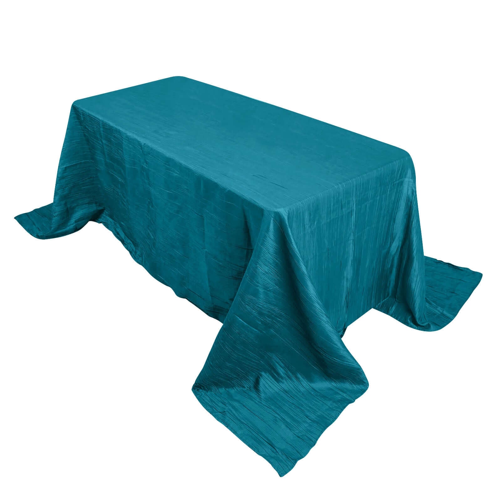 Taffeta 90"x132" Rectangle Tablecloth Teal - Seamless Accordion Crinkle Table Cover - Bell Racket Store