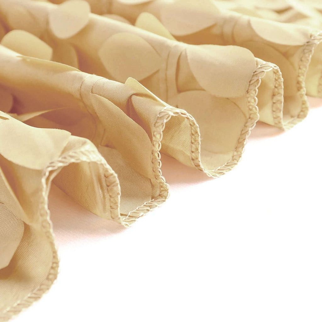 Taffeta 90"x90" Table Overlay Square Tablecloth Champagne - Leaf Petal Design for Stylish Celebrations - Bell Racket Store