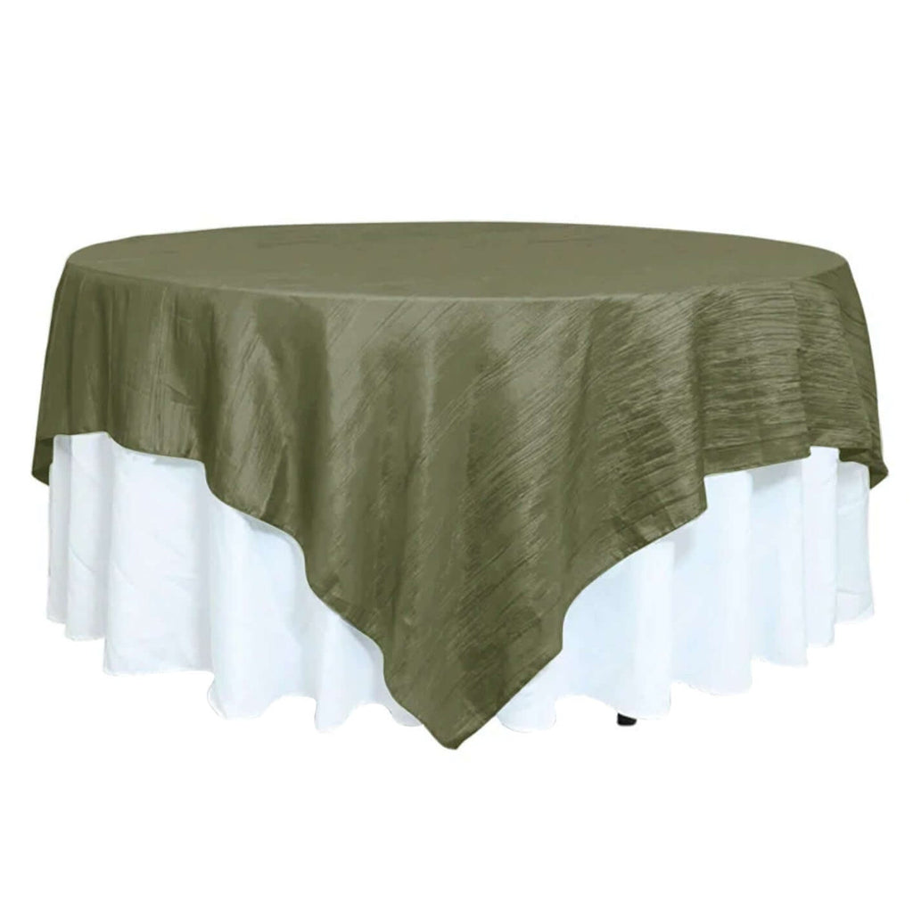 Taffeta 90"x90" Table Overlay Square Tablecloth Dusty Sage Green - Accordion Crinkle Table Cover - Bell Racket Store