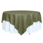 Taffeta 90"x90" Table Overlay Square Tablecloth Dusty Sage Green - Accordion Crinkle Table Cover - Bell Racket Store