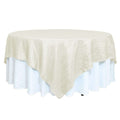 Taffeta 90"x90" Table Overlay Square Tablecloth Ivory - Accordion Crinkle Table Cover