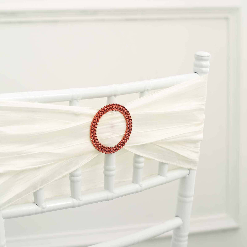 20 Pack Diamond Round Chair Sash Band Buckle Pins Terracotta (Rust) - Timeless Rhinestone Napkin Rings 2.5"