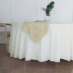 Faux Linen 120" Round Tablecloth White - Modern Slubby Texture with Wrinkle-Resistant Appeal Seamless Table Cover