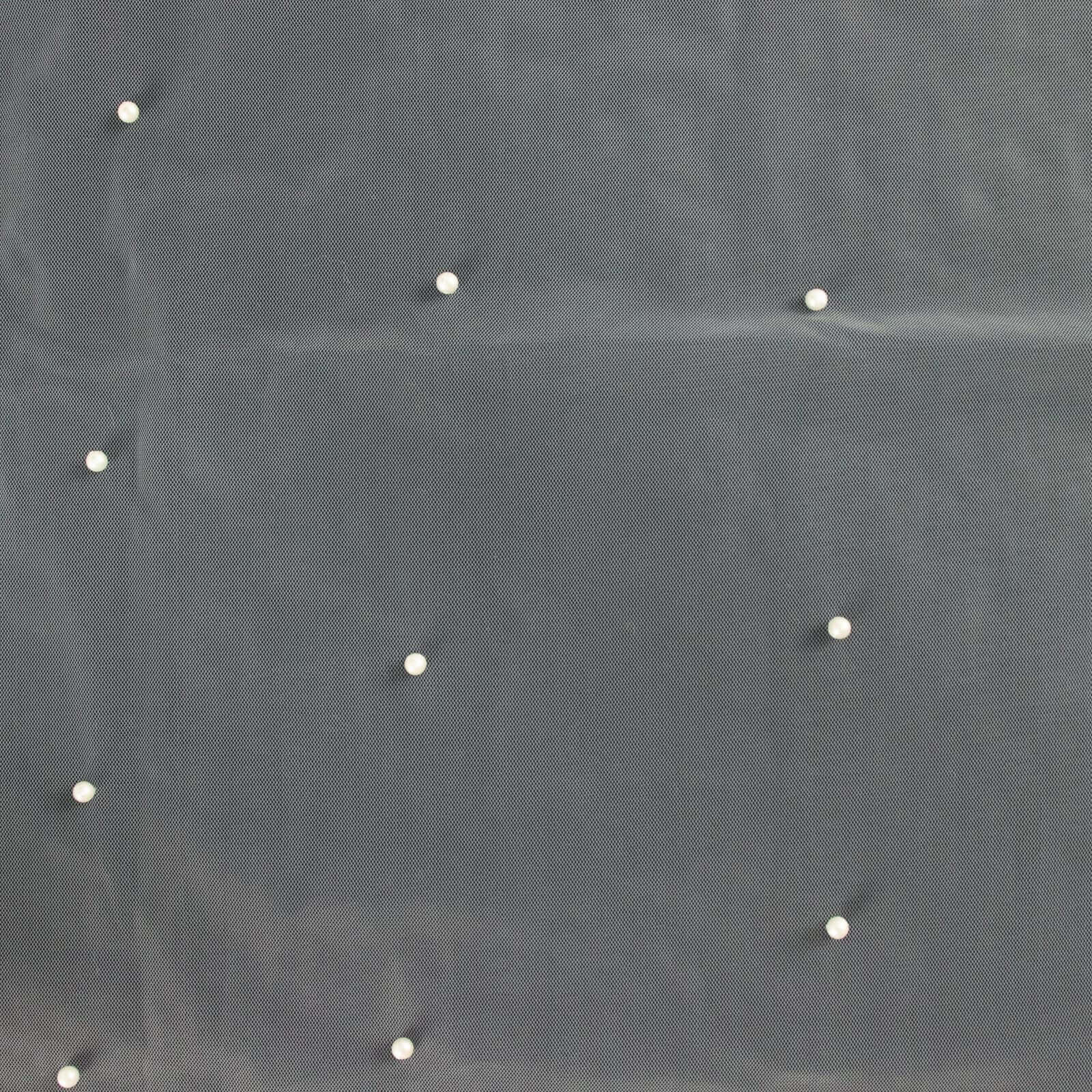 Sheer Tulle 48"x120" Table Runner White Pearl Embellished - Stylish Wedding & Event Table Linen