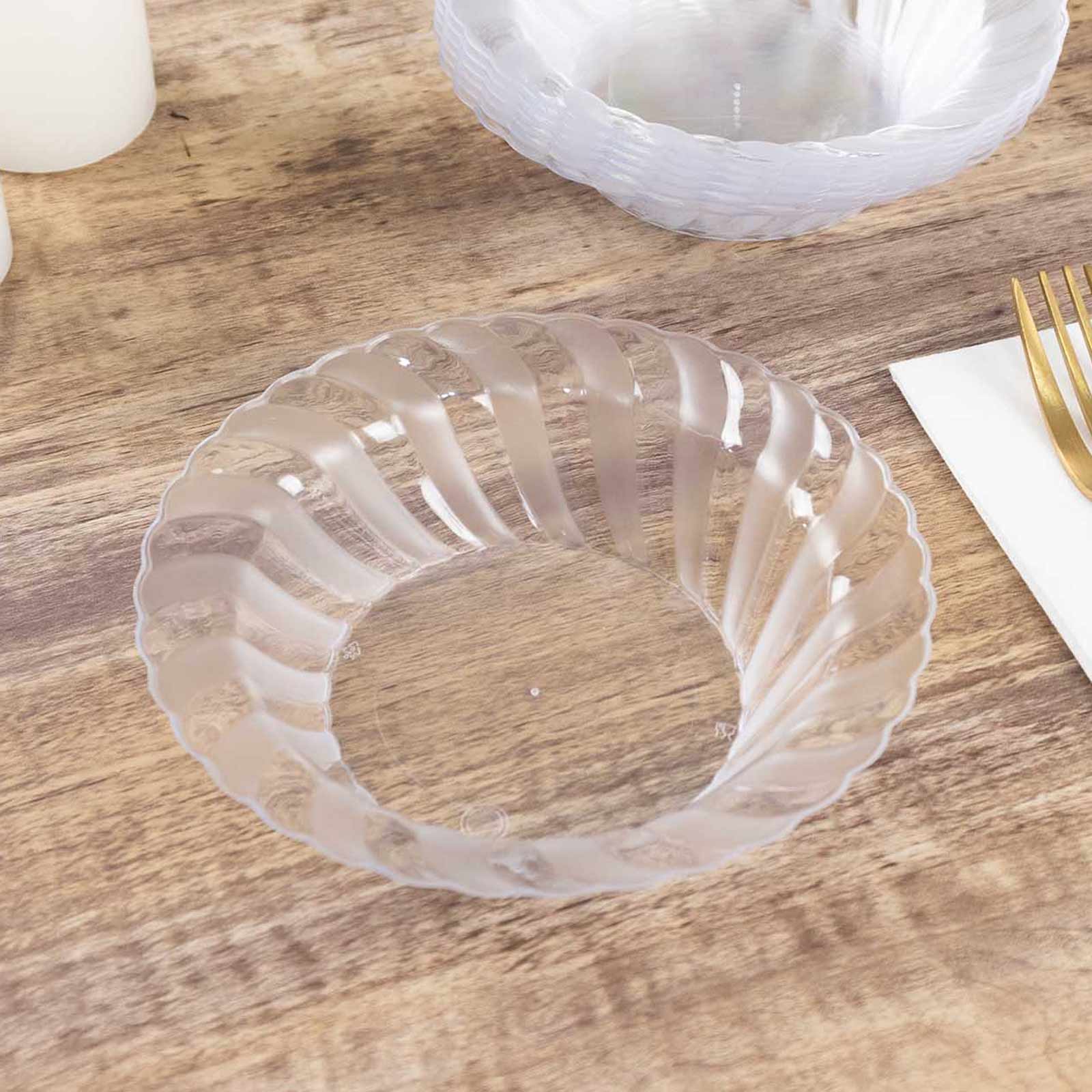 10-Pack Hard Plastic Fruit Bowls Clear Flared Design - Durable Disposable Bowls for Desserts 5oz