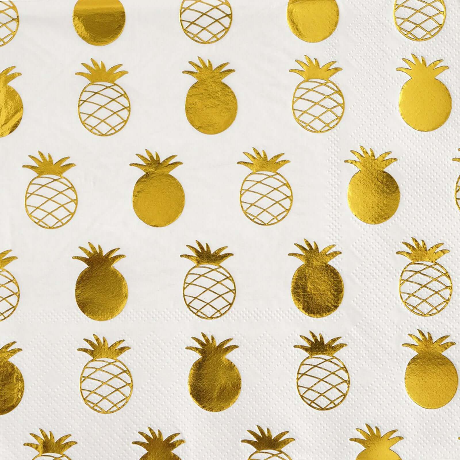 20-Pack Paper Dinner Napkins with Pineapple Design Metallic Gold - Disposable 3 Ply Cocktail Napkins for Parties