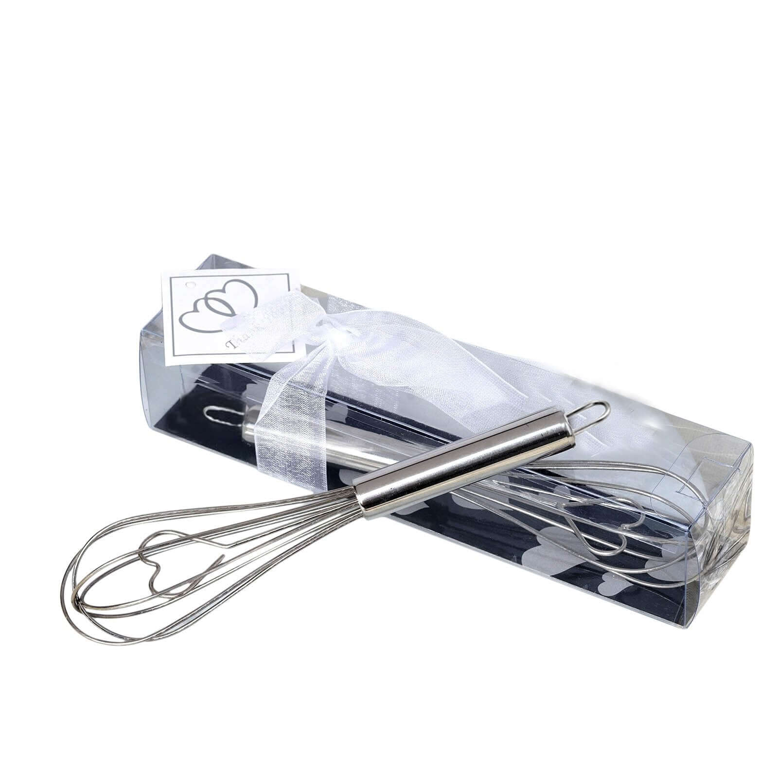 Heart Shaped Stainless Steel Whisk Party Favor With Free Gift Box, Ribbon & Thank You Tag