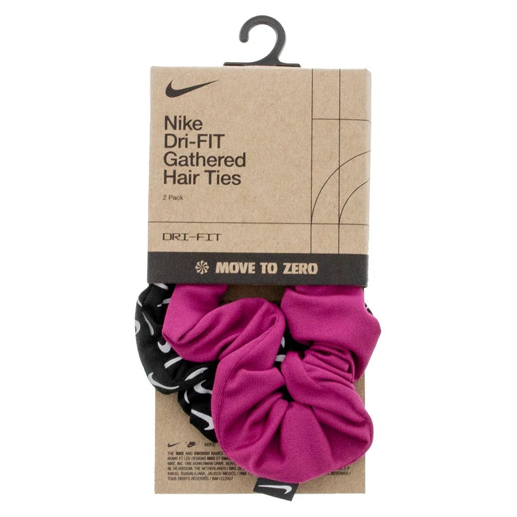 Unisex Gathered Reflective Graphic Hair Ties 2 Pack Hot Fuchsia and Black - Bell Racket Store