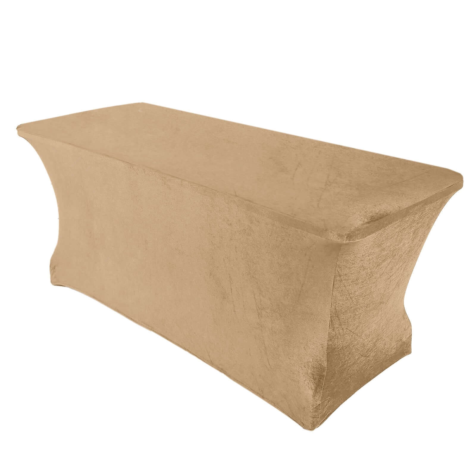 Velvet Spandex 6ft Rectangle Tablecloth Champagne - Fitted Wrinkle - Free Design for 72"x30" Tables - Bell Racket Store