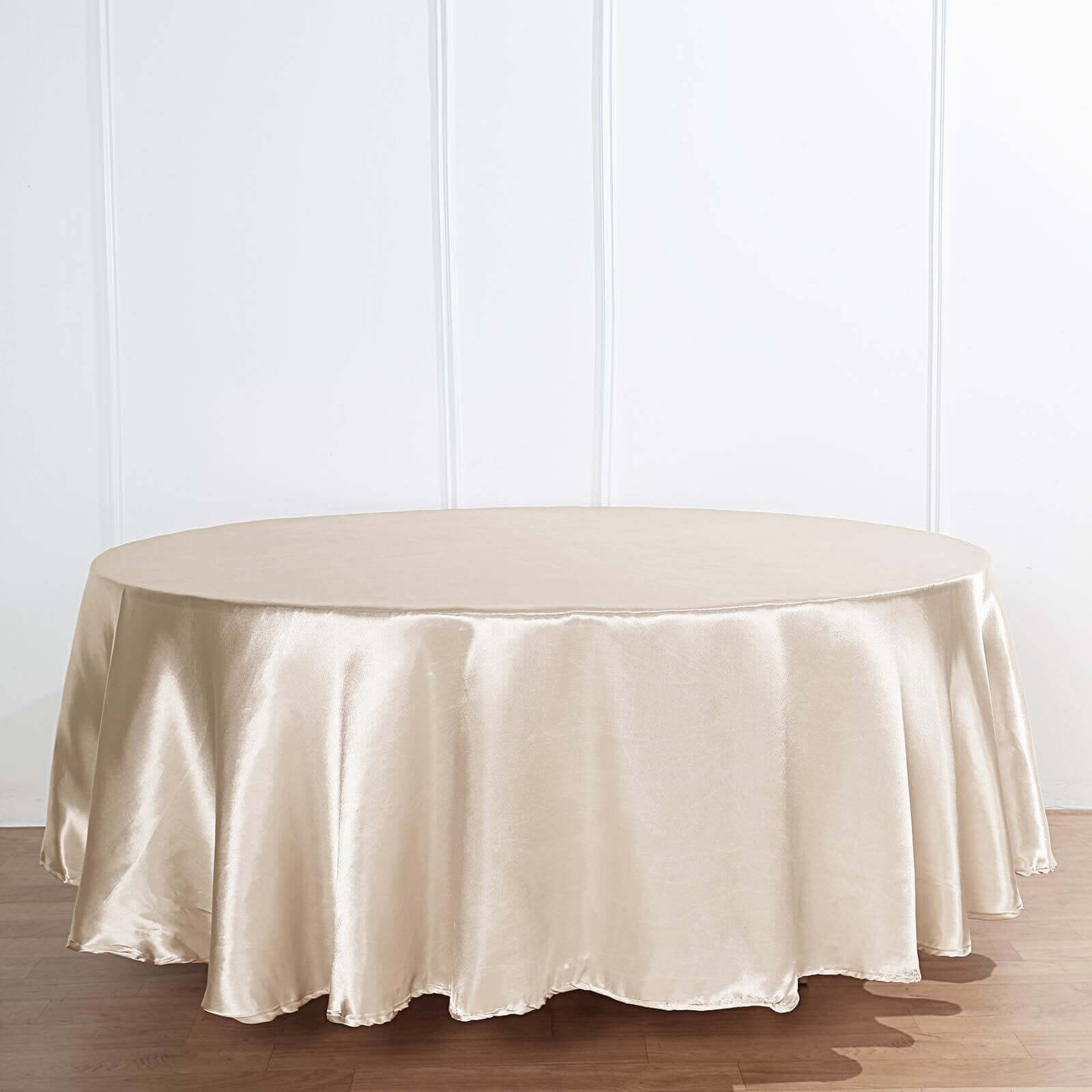 Satin 90" Round Tablecloth Beige - Smooth and Lustrous Table Cover
