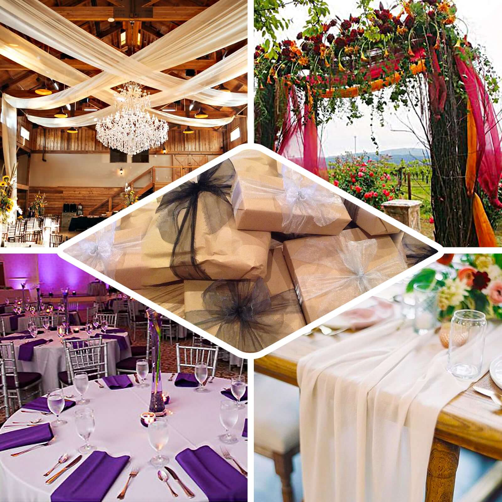 54"x10yd Black Solid Sheer Chiffon Fabric Bolt, DIY Voile Drapery Fabric