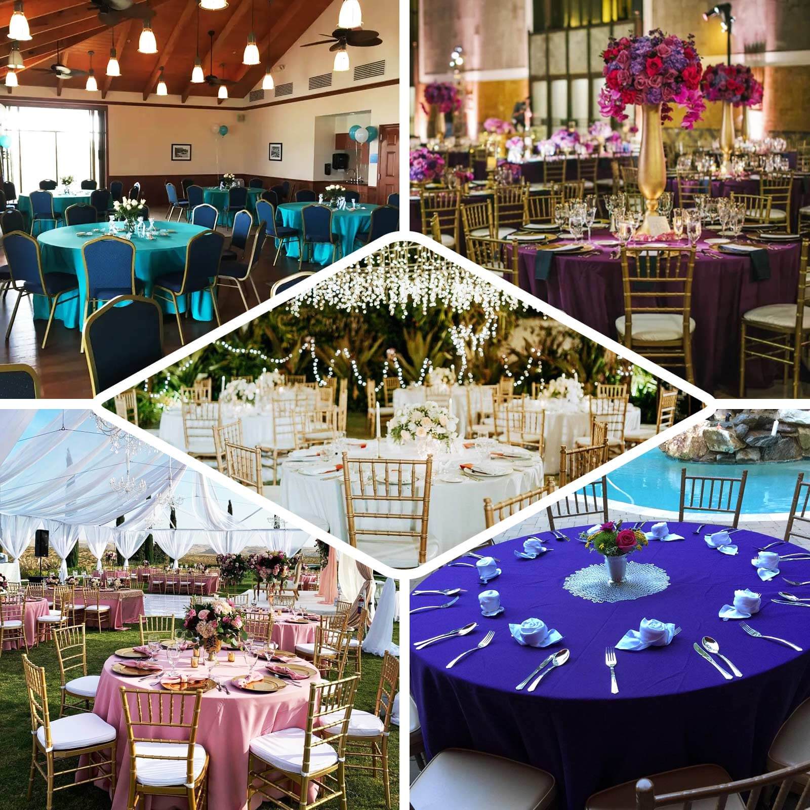 Polyester 132" Round Tablecloth Royal Blue - Seamless Chic Table Cover