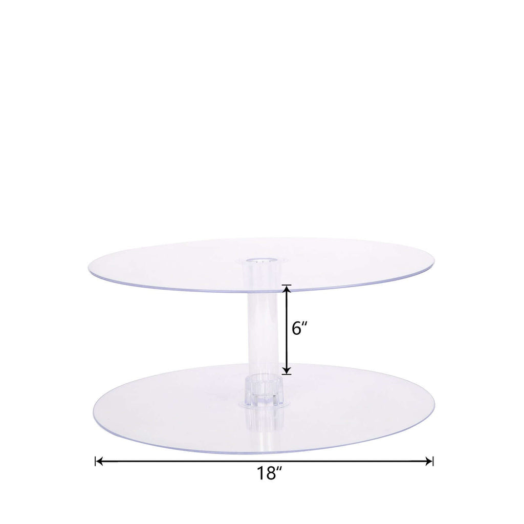 2-Tier Acrylic Round Cake Stand Set Clear - Chic Versatile Cupcake Holder Dessert Display Pedestal for Wedding Buffet & Catering Displays 18"