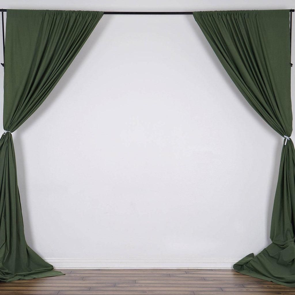 2 Pack Olive Green Scuba Polyester Event Curtain Drapes, Durable Flame Resistant Backdrop Event Panels Wrinkle Free with Rod Pockets - 10ftx10ft