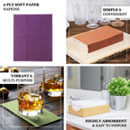 50-Pack Paper Napkins Purple - Soft Disposable 2-Ply Dinner Napkins for Weddings