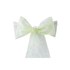 5 Pack Organza Chair Sashes with Satin Leaf Embroidery Apple Green - Reusable Sheer Design 7"x108"